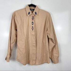 Vintage Roper Long Sleeve Button Front Embroidered Western Shirt Size Medium